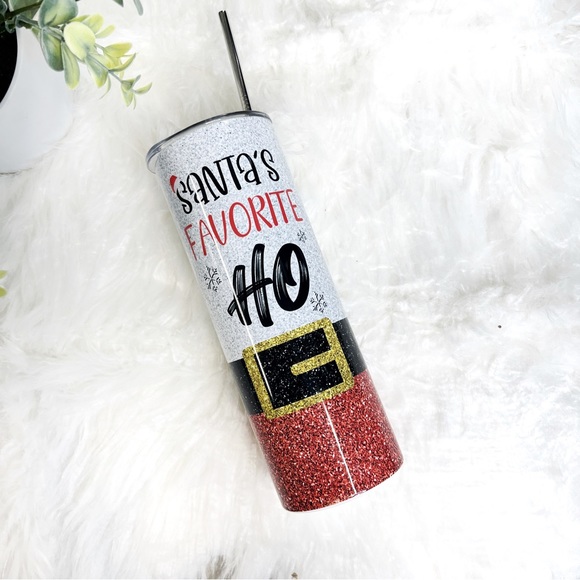 Santa’s Favorite Ho Drink Tumbler Slide Lid and Straw 20oz Stainless Steel - Picture 2 of 3